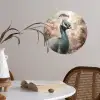 Pauw - Vogels - Bloemen - Boom - Botanisch Wandcirkel behangsticker klein -sfeer3
