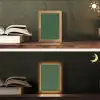 Donkergroen - Modern - Patroon - Goud Light Box met kabel (Tafellamp) klein 925 -sfeer3
