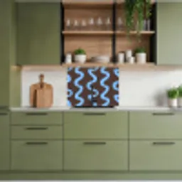 Kronkelende lijnen - Blauw - Bruin - Minimalistisch keuken achterwand 2 middel 865 -sfeer3