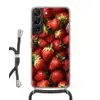 Aardbei - Fruit - Rood Hoesje Samsung Galaxy S22 met koord klein -3d