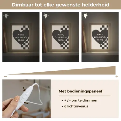 Liefde - Beige - Race Light Box met kabel (Wandlamp) klein -USP_dimbaarNL