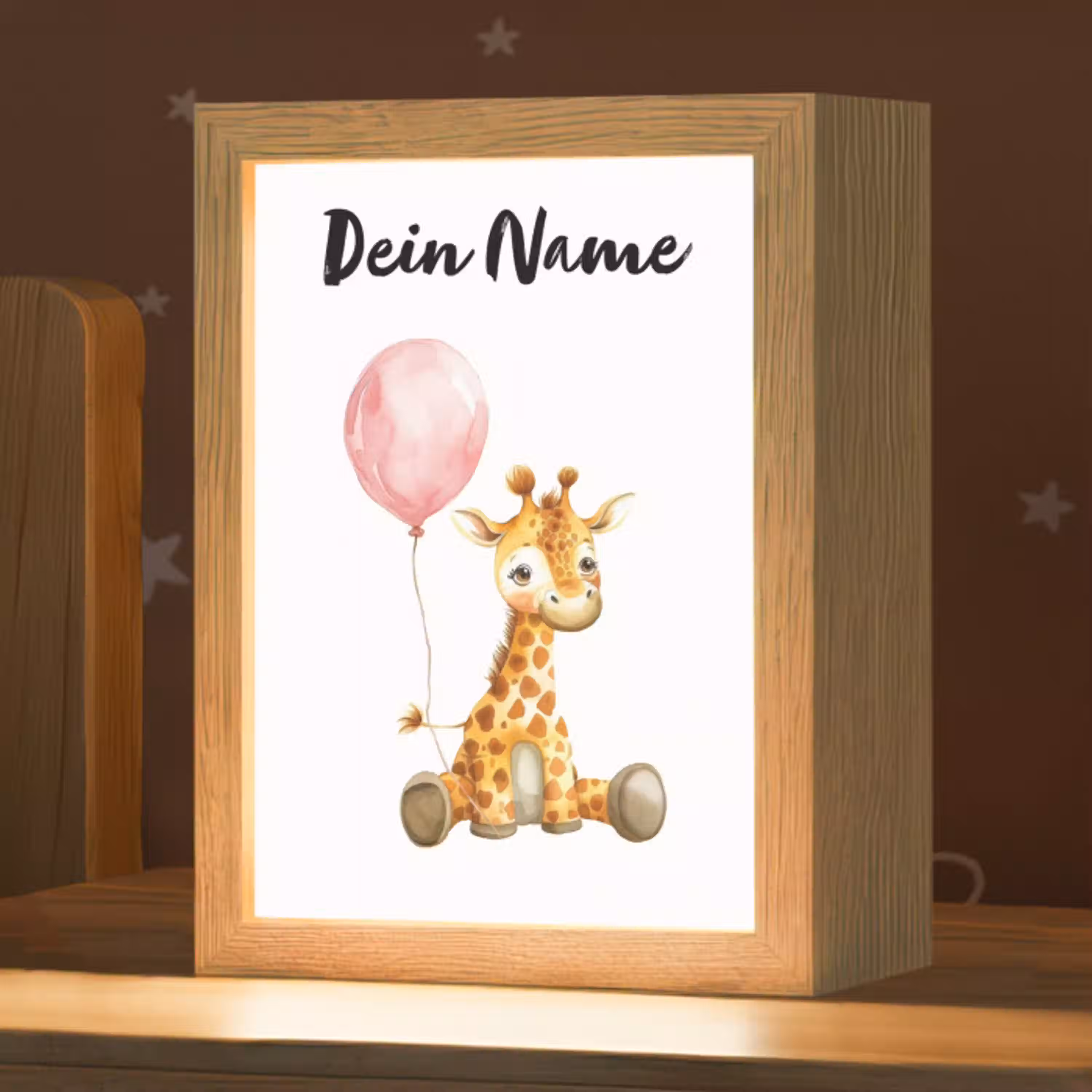 Giraf - Baby - Dieren - Roze ballon Light Box met kabel (Kinderlampje) klein -zzz_3d_website
