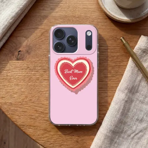 Tekst - Hartje - Moeder - Roze Telefoonhoesje iPhone 17 Pro klein -sfeer1