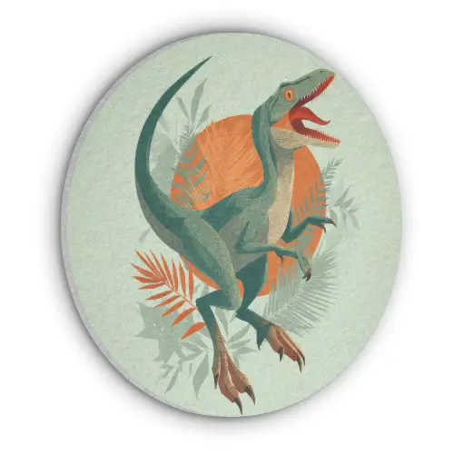 Dino - Bladeren - Grafisch - Groen Akoestische PET Vilt - Rond klein -3d