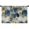 Bladeren - Abstract - Goud - Blauw Wandkleed katoen klein -zz3d