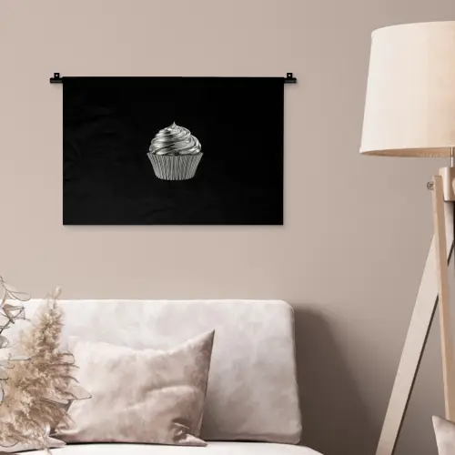 Cupcake - Luxueus - Zilver Wandkleed katoen klein -sfeer4
