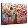Boom - Paars - Abstract - Kunst Textielframe zwart klein -3d