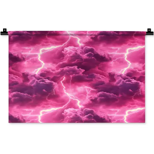 Roze - Onweer - Wolken Wandkleed katoen klein 269 -zz3d