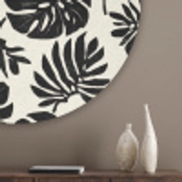 Modern - Monstera - Zwart Akoestische PET Vilt - Rond klein 838 -sfeer5_closeup