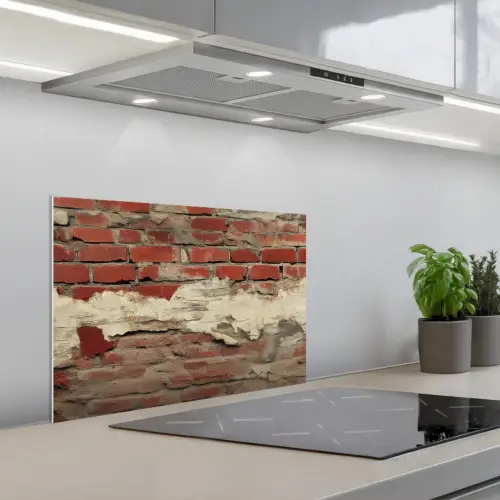 Muur - Baksteen - Verweerd keuken achterwand spatscherm klein -3d_schuin