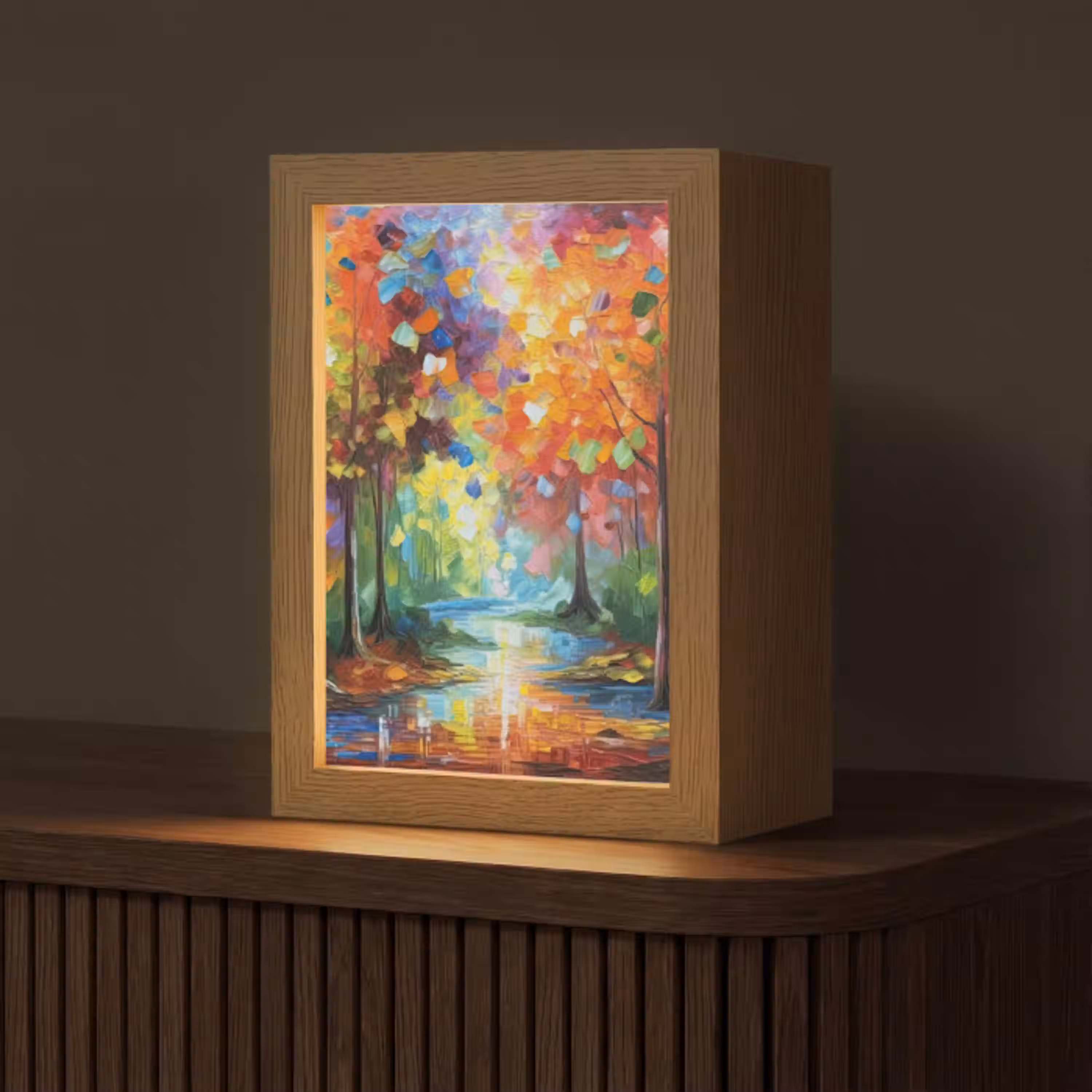 Landschap - Bos - Kleuren - Natuur Light Box met kabel (Tafellamp) klein -z3d_website