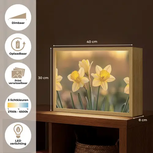 Bloemen - Geel - Wazig Light Box met batterij (Wandlamp) middel -USP_websiteoverzichtNL
