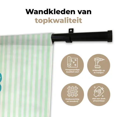 Bloemen - Ovaal - Strepen - Groen Wandkleed katoen klein -sfeer2