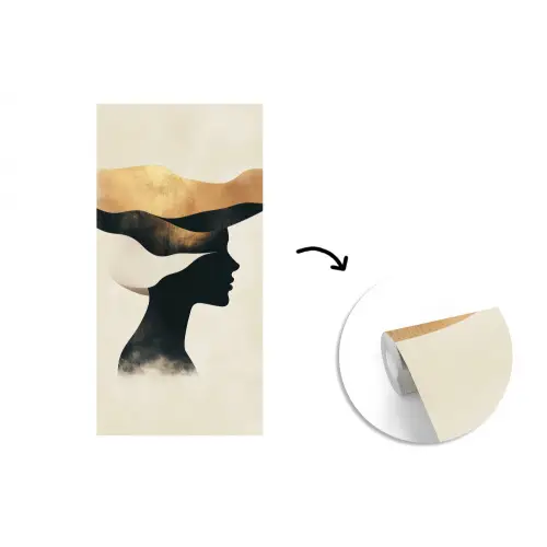 Vrouw - Golven - Zwart fotobehang vinyl groot -3d