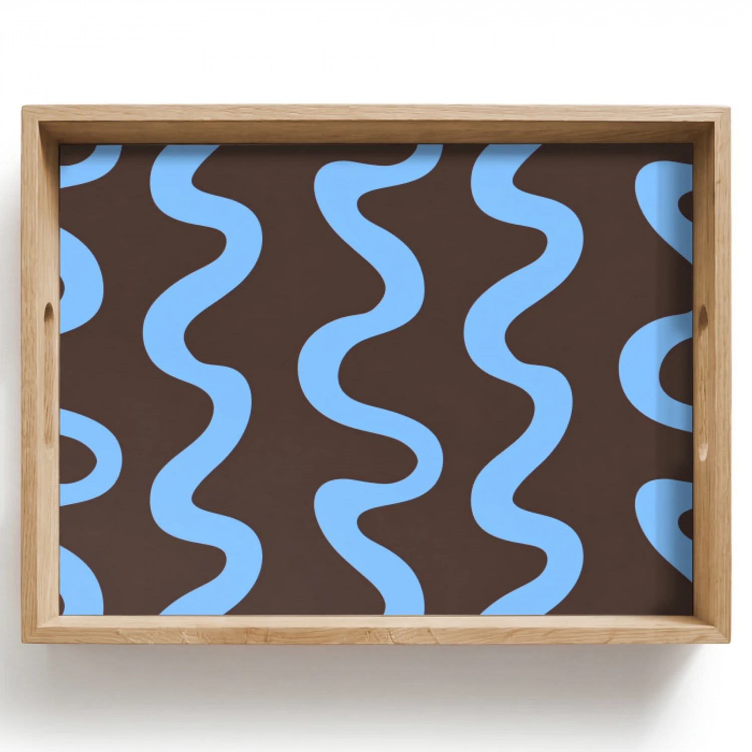 Kronkelende lijnen - Blauw - Bruin - Minimalistisch Dienblad Rechthoek middel 911 -z3d_shopping