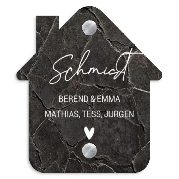 Gebarsten steen - Sierlijk Naambord Huisje klein -3d