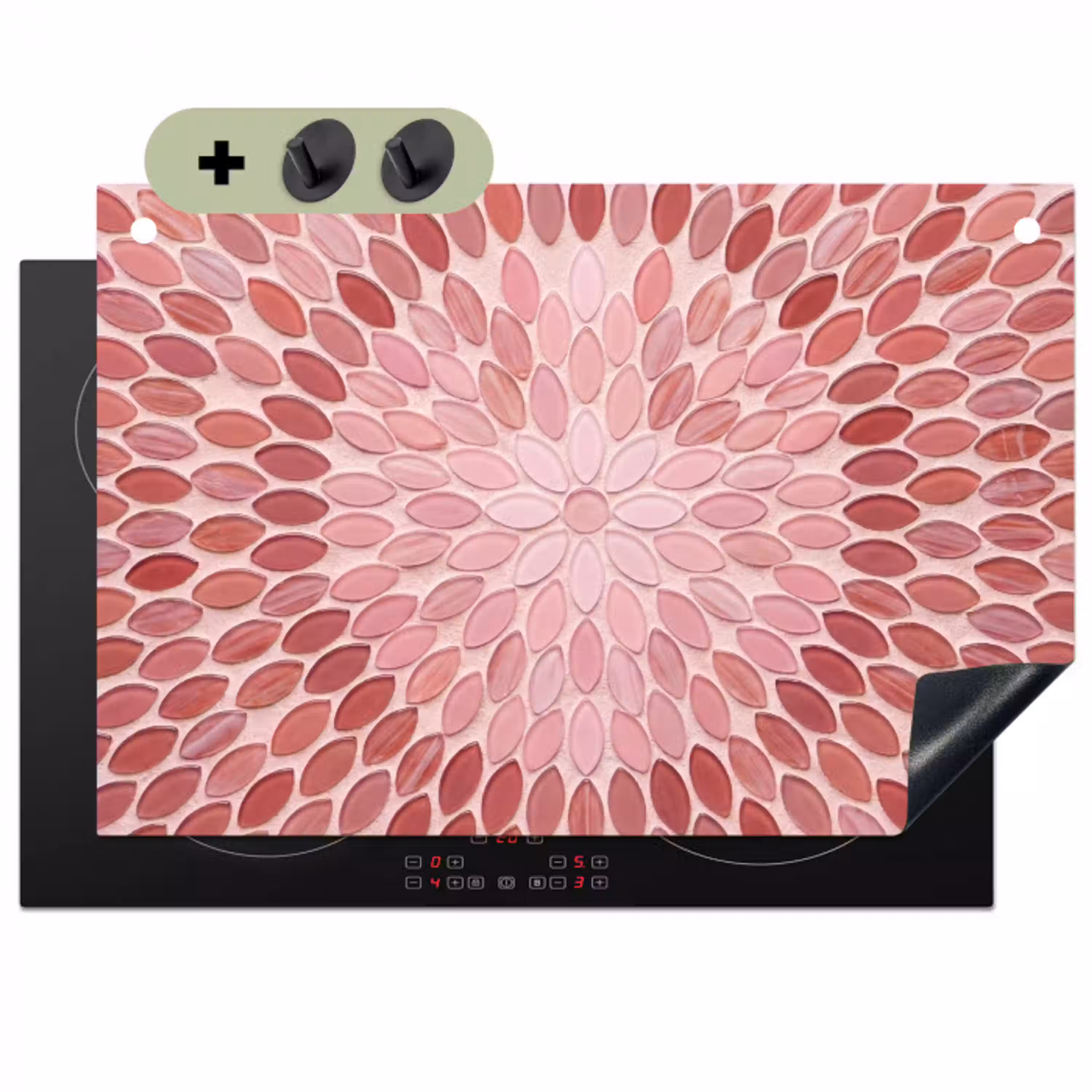 Patroon - Mozaïek - Ovaal - Abstract - Roze Inductie beschemer met haakjes klein -3d