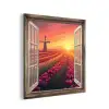 Doorkijk - Tulpen - Zonsondergang - Bloemen - Kleurrijk aluminium wit klein -3d