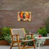 Boeddha Beeld in Vurige Kleuren Tuinposter op houten frame 2 cm dik klein -sfeer3