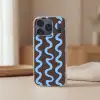 Kronkelende lijnen - Blauw - Bruin - Minimalistisch Telefoonhoesje iPhone 17 Pro klein 878 -sfeer2