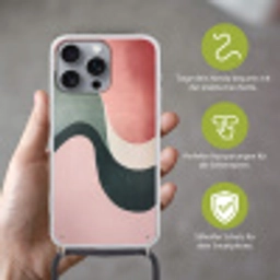 Abstract - Golven - Sierlijk - Roze Hoesje iPhone 16 Pro Max met koord klein -sfeer2_DE