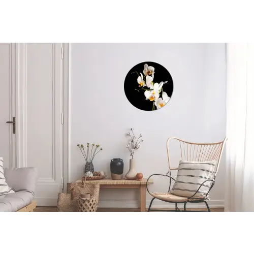 Orchidee - Bloemen - Planten - Botanisch Wandcirkel aluminium klein -woonkamer