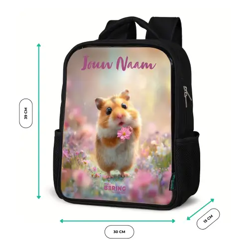 Hamster - Bloem - Natuur - Dier Rugzak - Zwart middel -productfoto_formaten