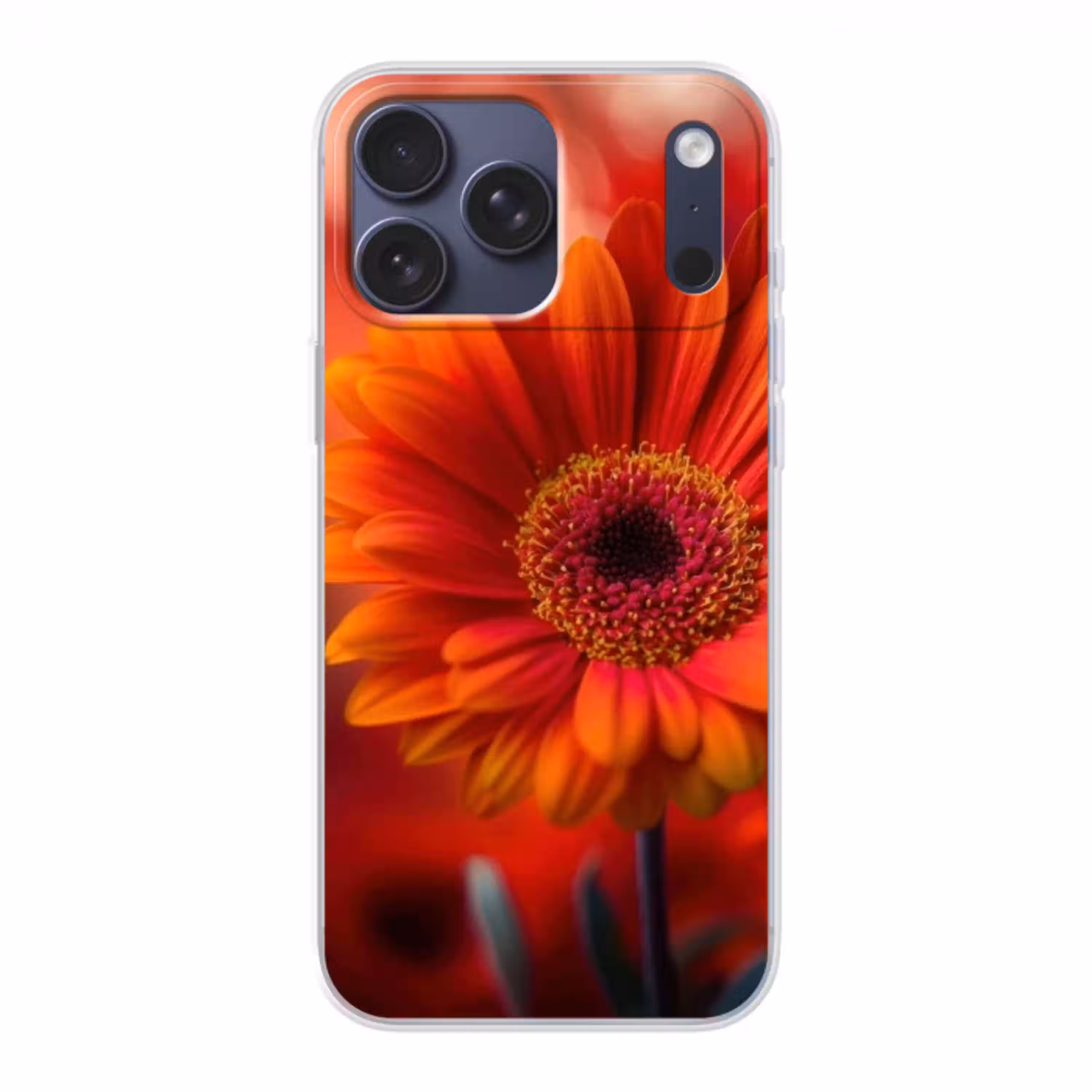 Oranje - Gerbera - Intens Telefoonhoesje iPhone 17 Pro Max klein -3d