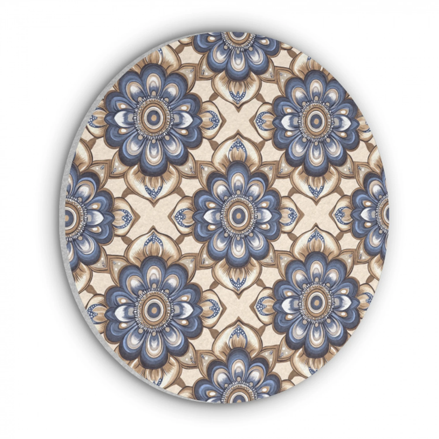 Floraal - Ornament - Blauw Akoestische PET Vilt - Rond klein 838 -3d