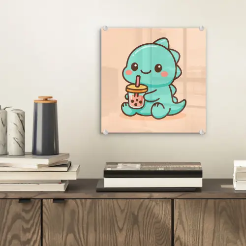 Dino - Boba - kawaii - Oranje plexiglas 5mm klein -sfeer1