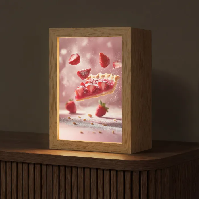 Aardbei - Taart- Eten - Roze Light Box met kabel (Tafellamp) klein -z3d_website