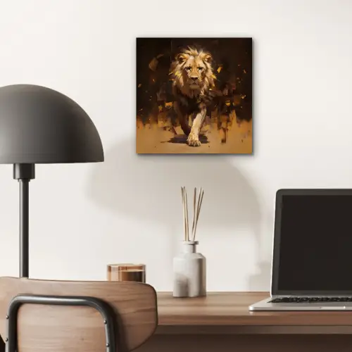 Leeuw - Geschilderd - Abstract - Goud aluminium wit klein -sfeer5