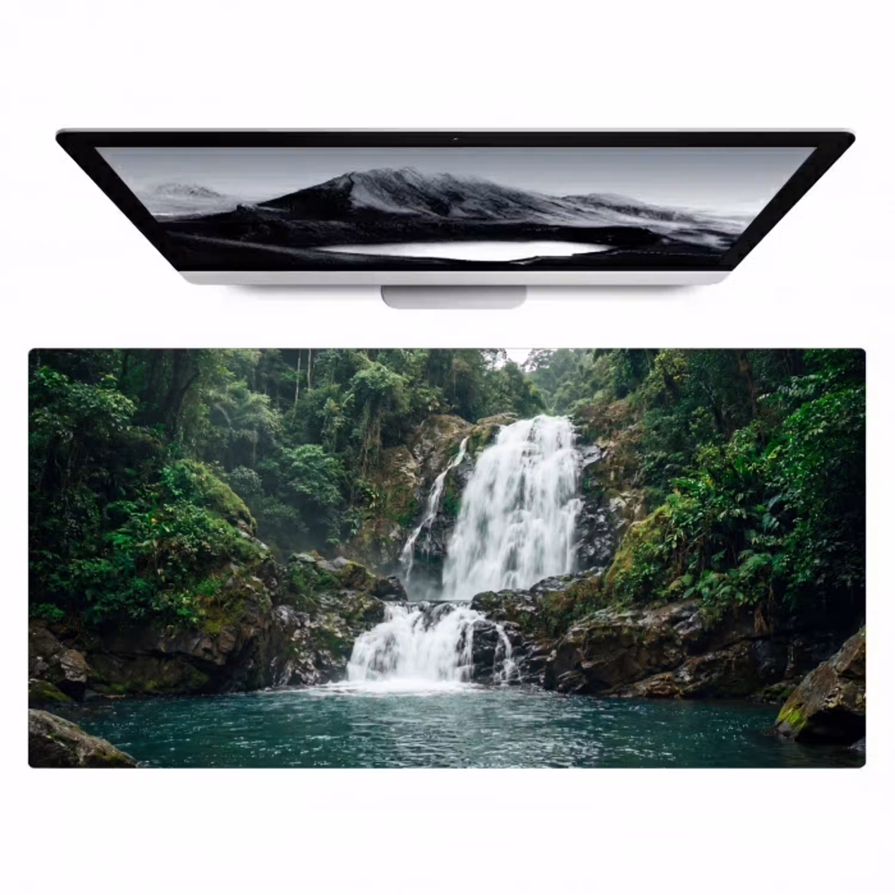 Waterfall - Forest - Nature - Greenkhgyguyg Muismat XXL klein -zzz3d