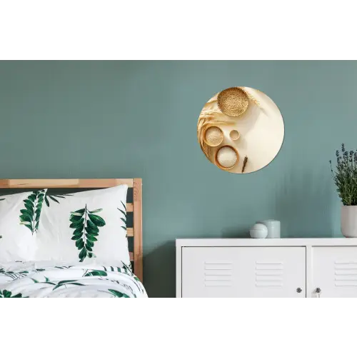 Granen - Hout - Kom - Beige Wandcirkel aluminium klein -slaapkamer