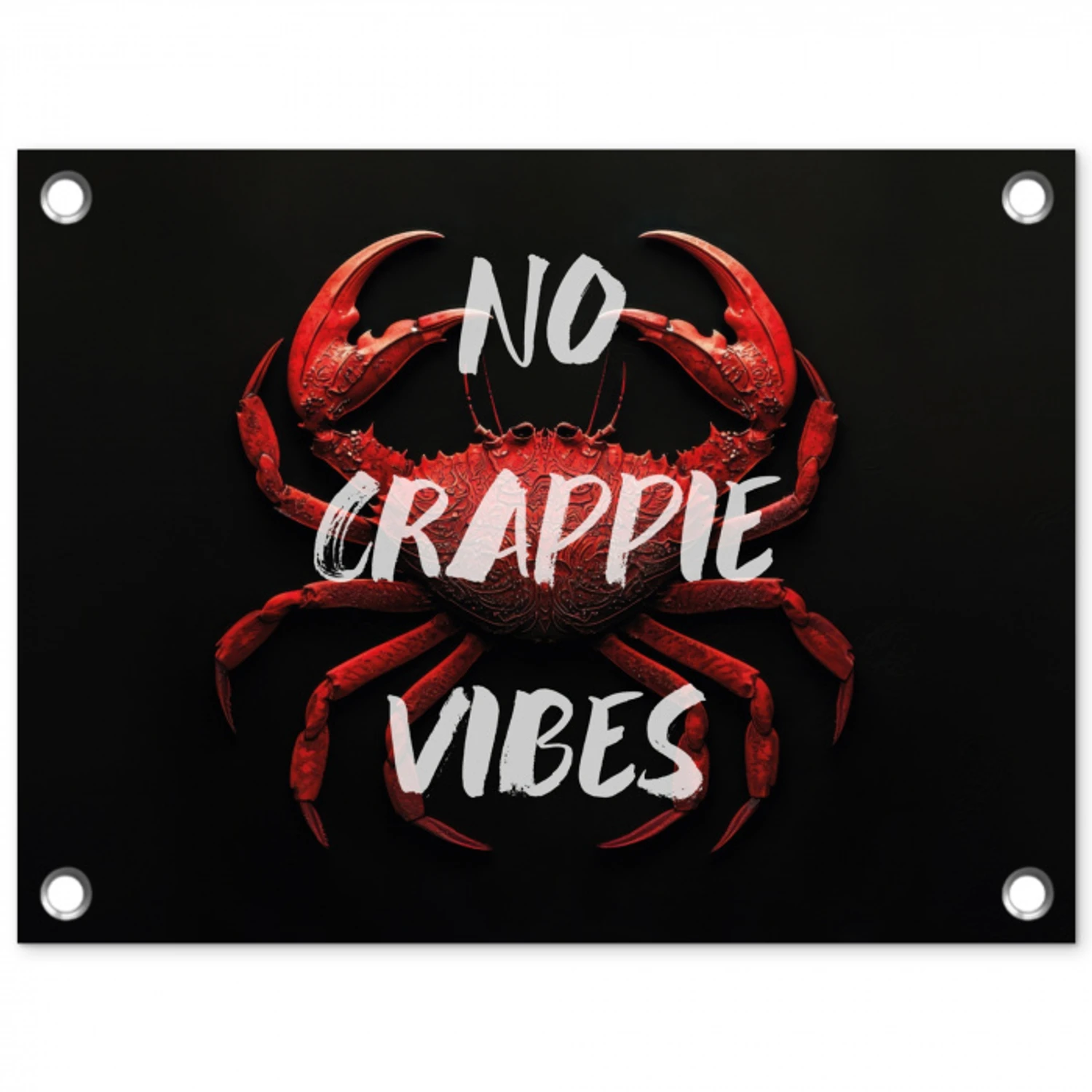 Krab - Rood - Tekst - Zwart tuinposter los doek klein -3d