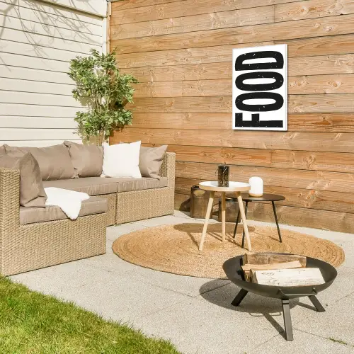Food - Zwart - Wit - Decoratie Tuinposter op houten frame 2 cm dik klein -sfeer2