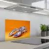 Kreeft - Delftsblauw - Schild - Stoer - Oranje keuken achterwand spatscherm klein -3d_schuin