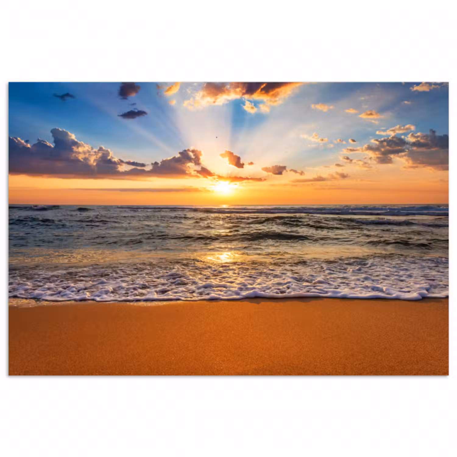Poster - Strand - Sonnenuntergang - Meer - Wolken - Horizont