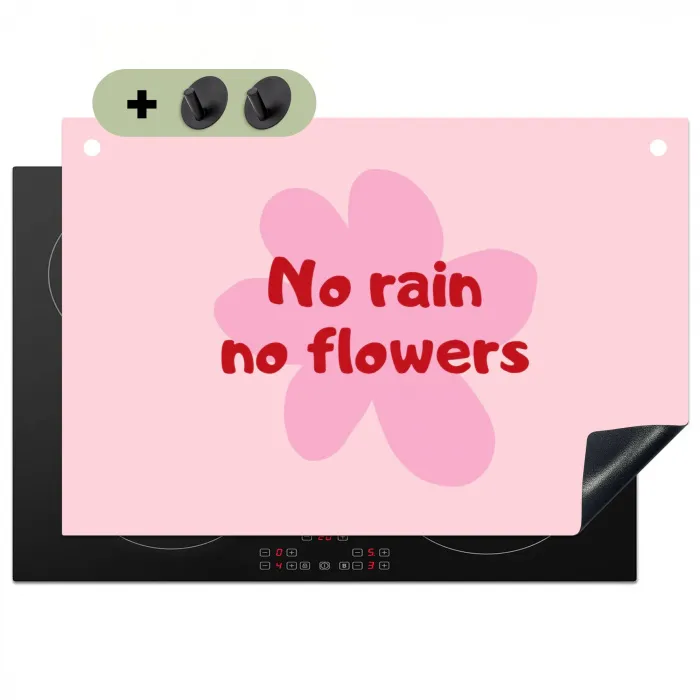 No rain no flowers - Bloem - Roze Inductie beschemer met haakjes klein -3d