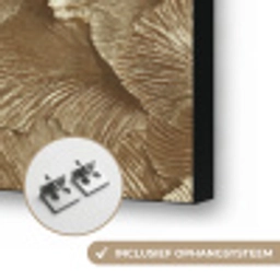 Organisch - Patroon - Bladeren - Goud Textielframe zwart klein 947 -USP_ophangsysteemNL