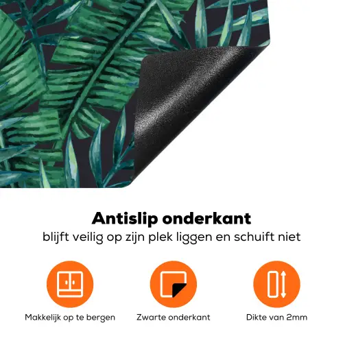 Jungle - Bladeren - Tropical Inductie beschermer vinyl 3mm klein -zzzzzzz-td-onderkant