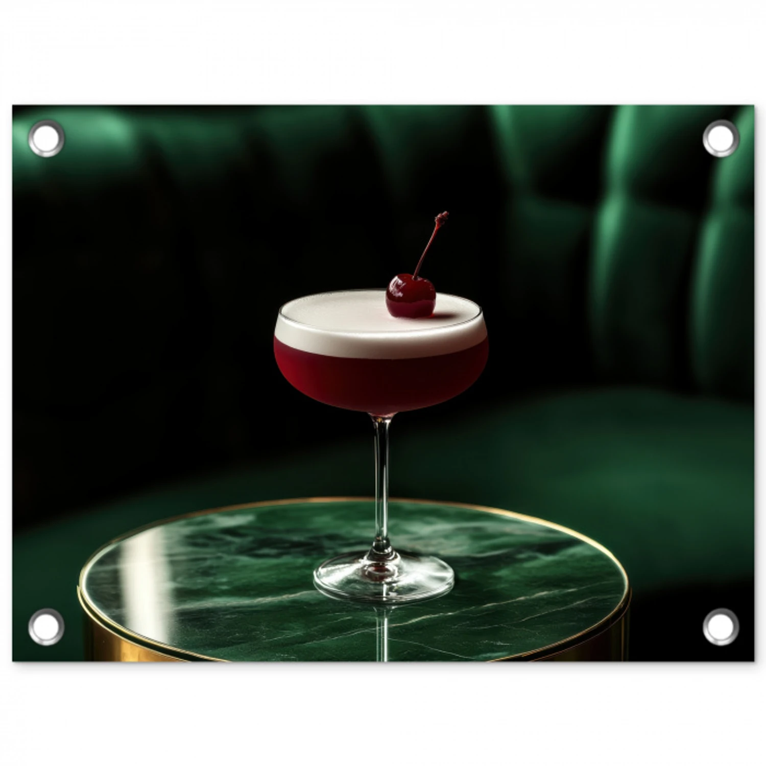 Kers - Cocktail - Rood - Marmer tuinposter los doek klein -3d