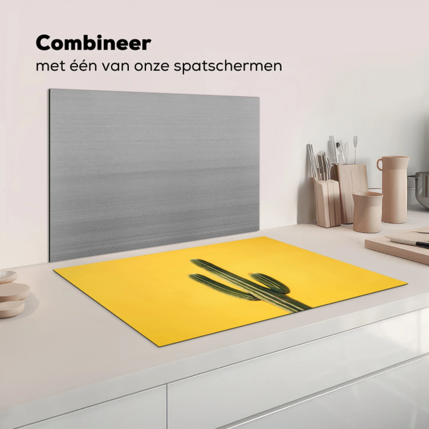 Cactus - Groen - Minimalistisch Inductie beschermer vinyl 3mm klein -wsfeer7_website