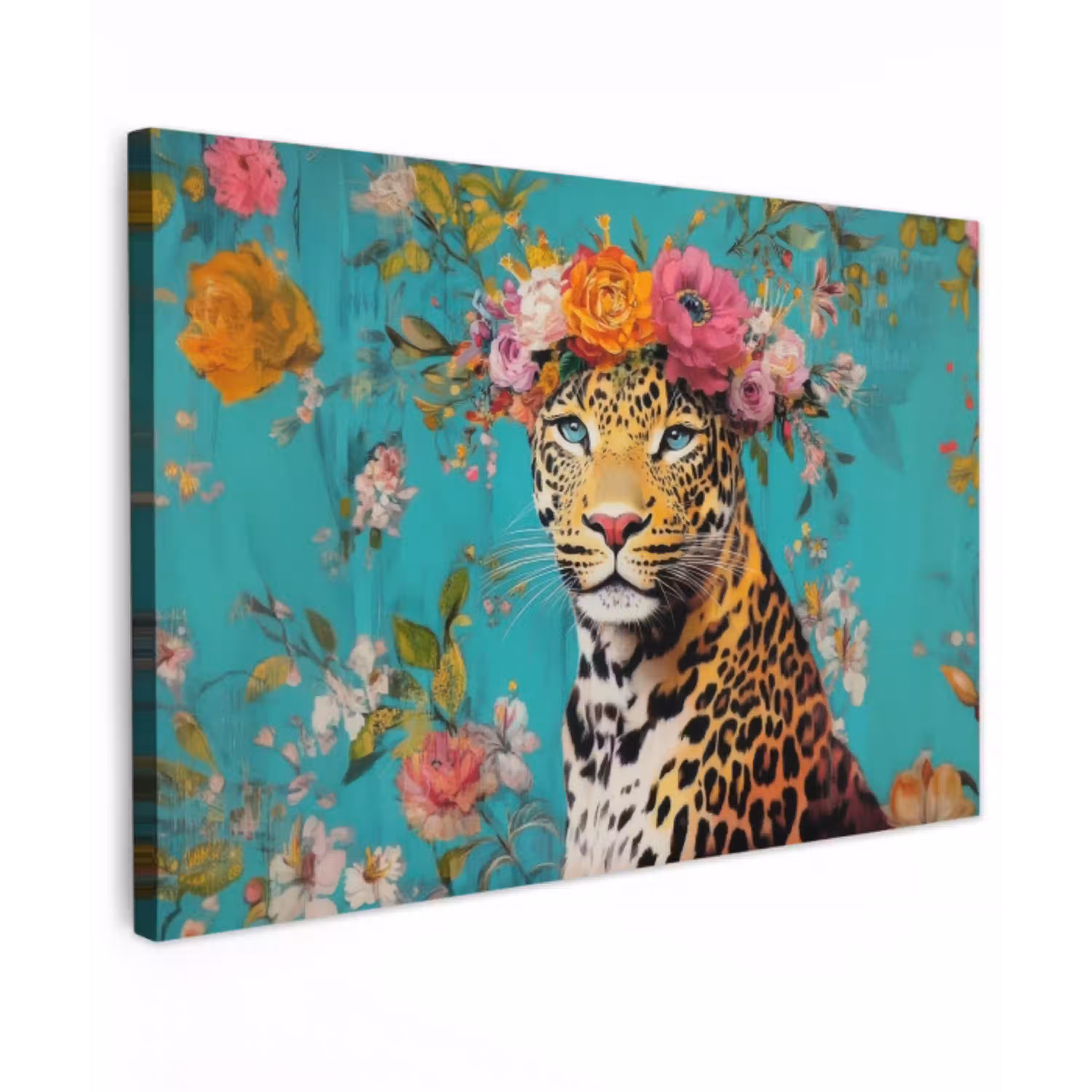 Luipaard - Bloemen - Kroon canvas 2cm klein -z3d
