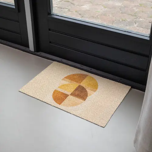 Cirkels - Geel - Minimalistisch Deurmat klein -sfeer2