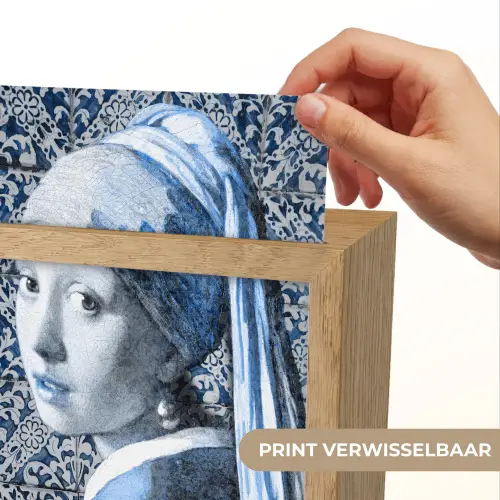 Meisje met de parel - Johannes Vermeer - Delfts blauw Light Box met kabel (Wandlamp) klein -USP_websiteprintNL