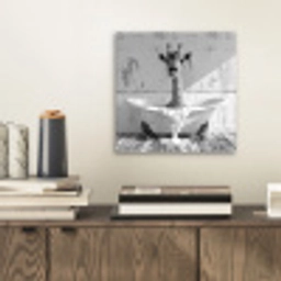 Giraffe - Dier - Badkuip - Vintage - Zwart - Wit aluminium wit klein -sfeer1