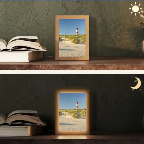Vuurtoren - Strand - Landschap - Duinen Light Box met kabel (Tafellamp) klein -sfeer3