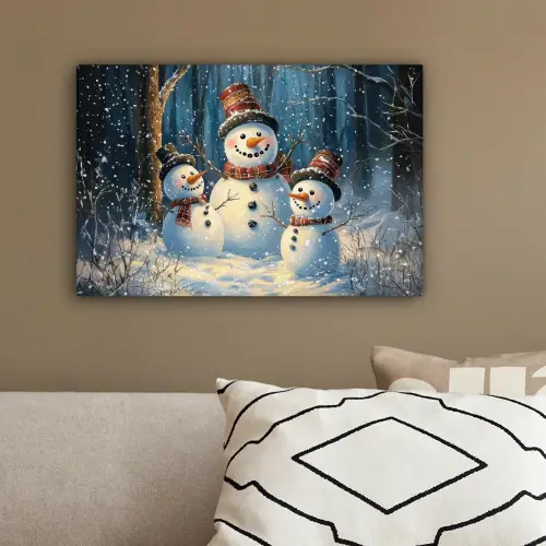 Sneeuwpop - Sneeuw - Winter - Bos canvas 2cm klein -sfeer3