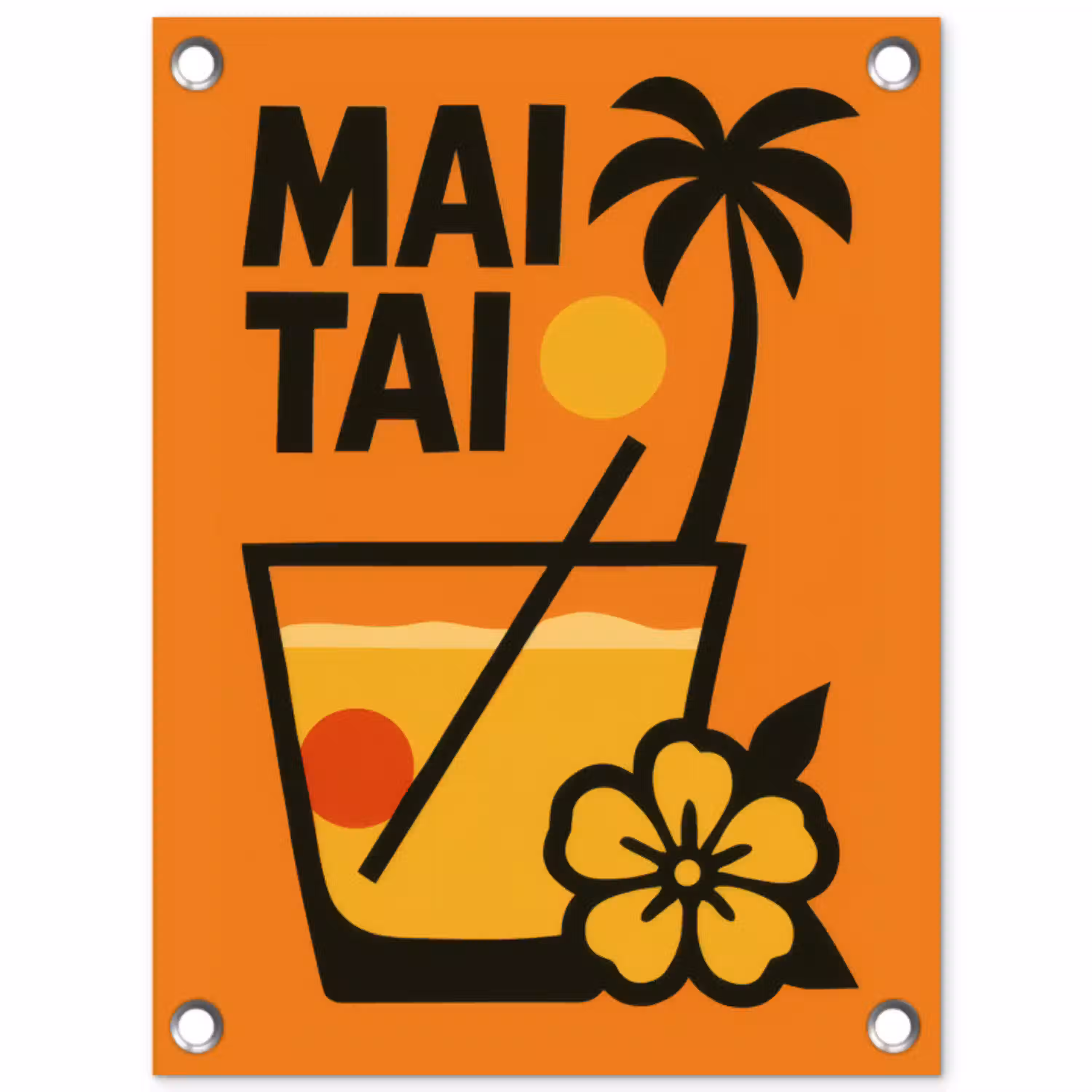 Palmboom - Bloem - Art - Drink tuinposter los doek klein -3d